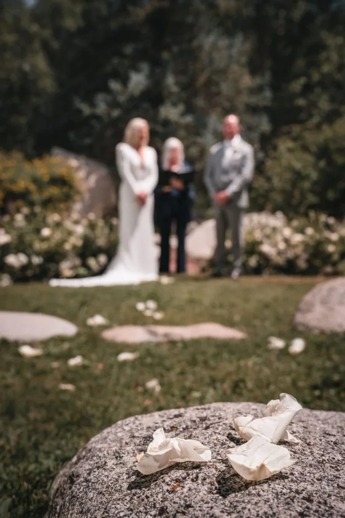 John Denver Sanctuary ceremony site setup for Aspen wedding