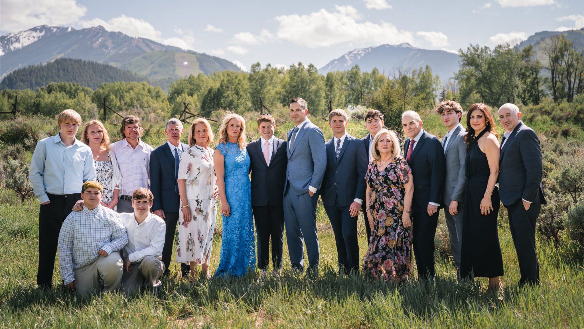 Photo roaming Aspen mitzvah celebration with mountain views in the background