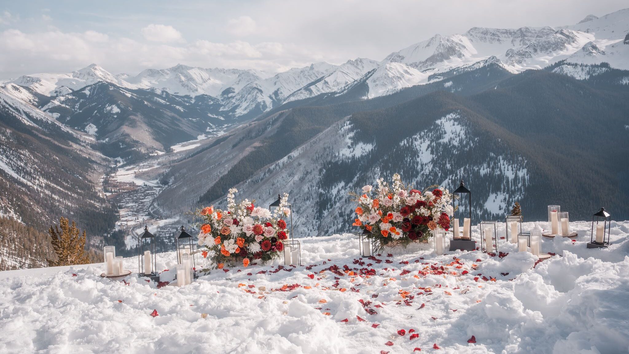 Aspen wedding transportation shuttle arriving at a mountain venue
